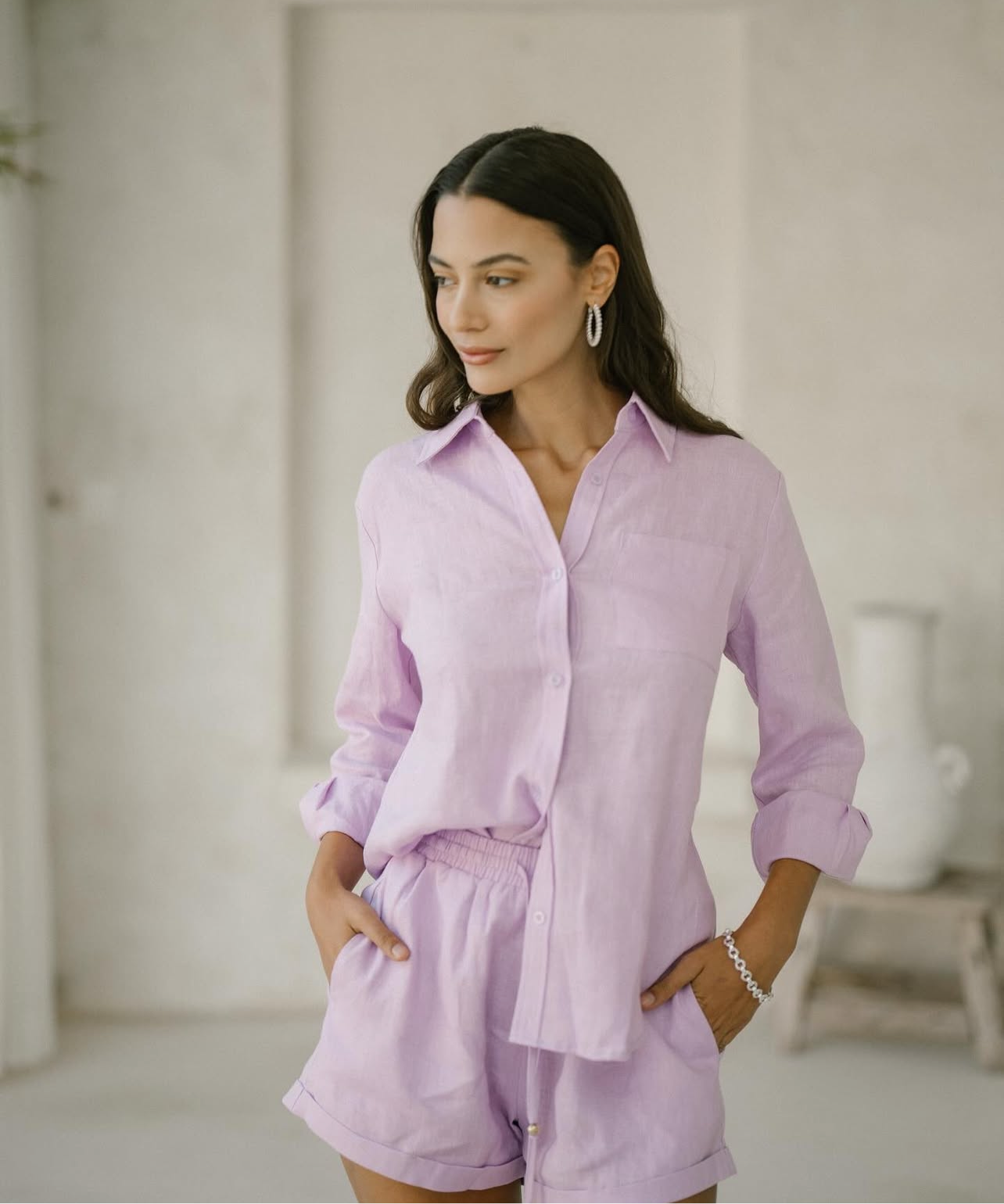 Classic Linen Shirt in Lilac