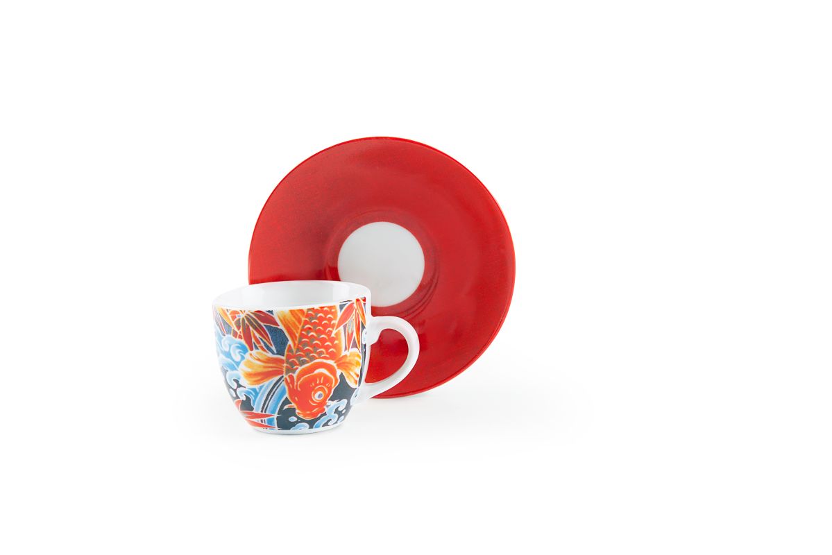 Kimono Set of 6 Coffee Cups with Saucers