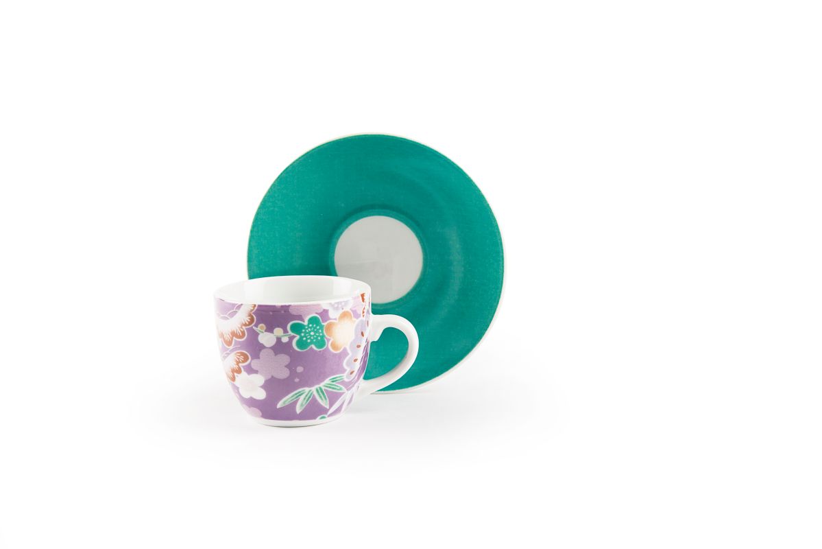 Kimono Set of 6 Coffee Cups with Saucers