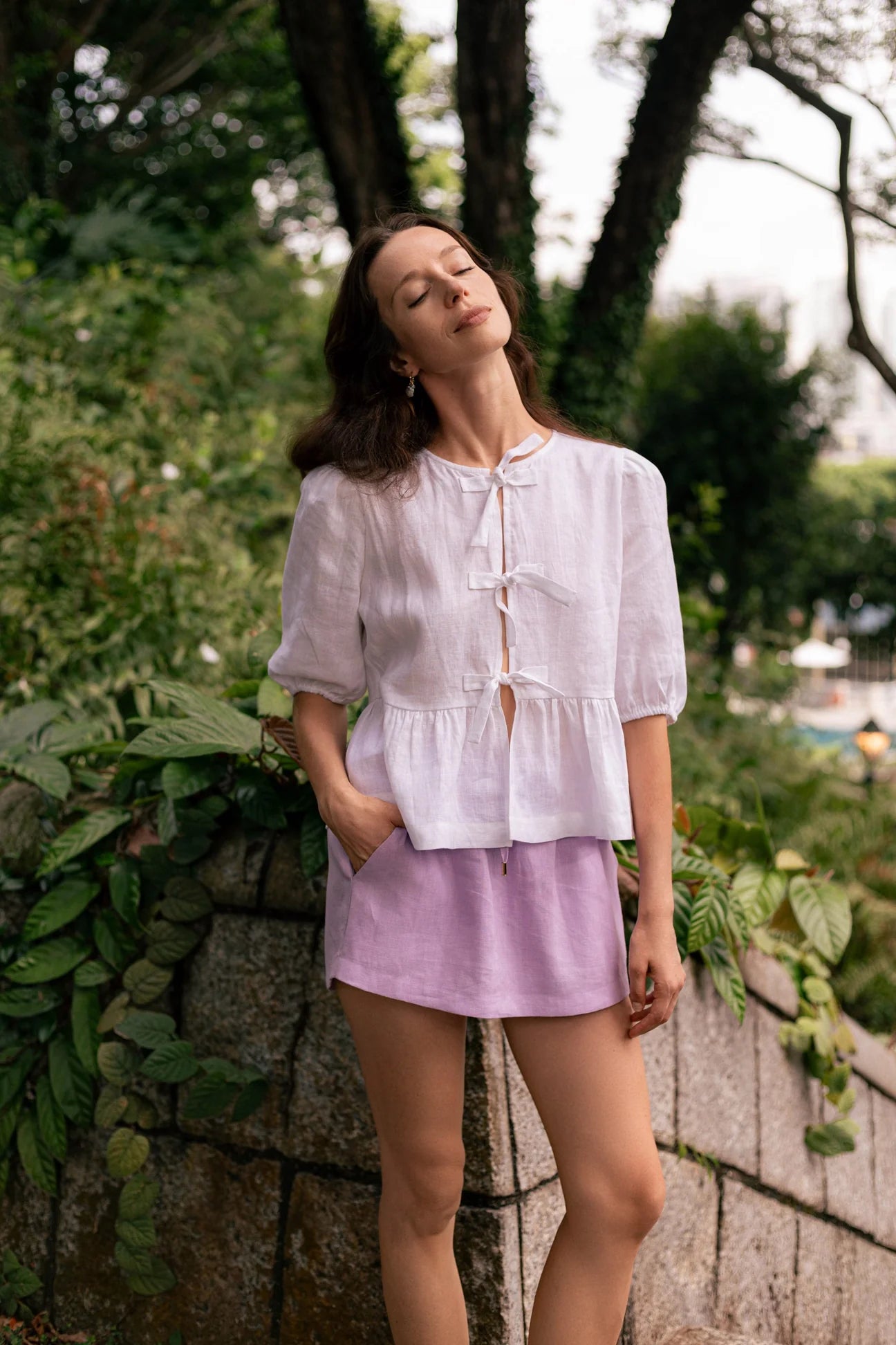Classic Linen Skirt in Lilac