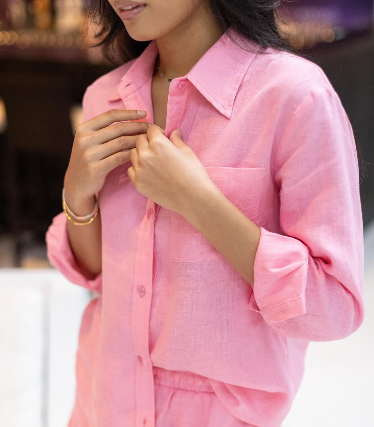 Classic Linen Shirt in French Pink