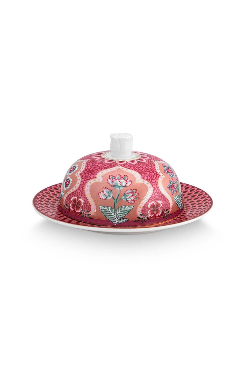 Flower Festival Dark Pink Butter Dish