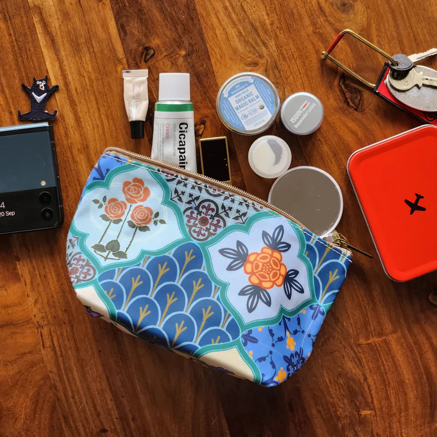 Peranakan Rose Tile Make Up Pouch