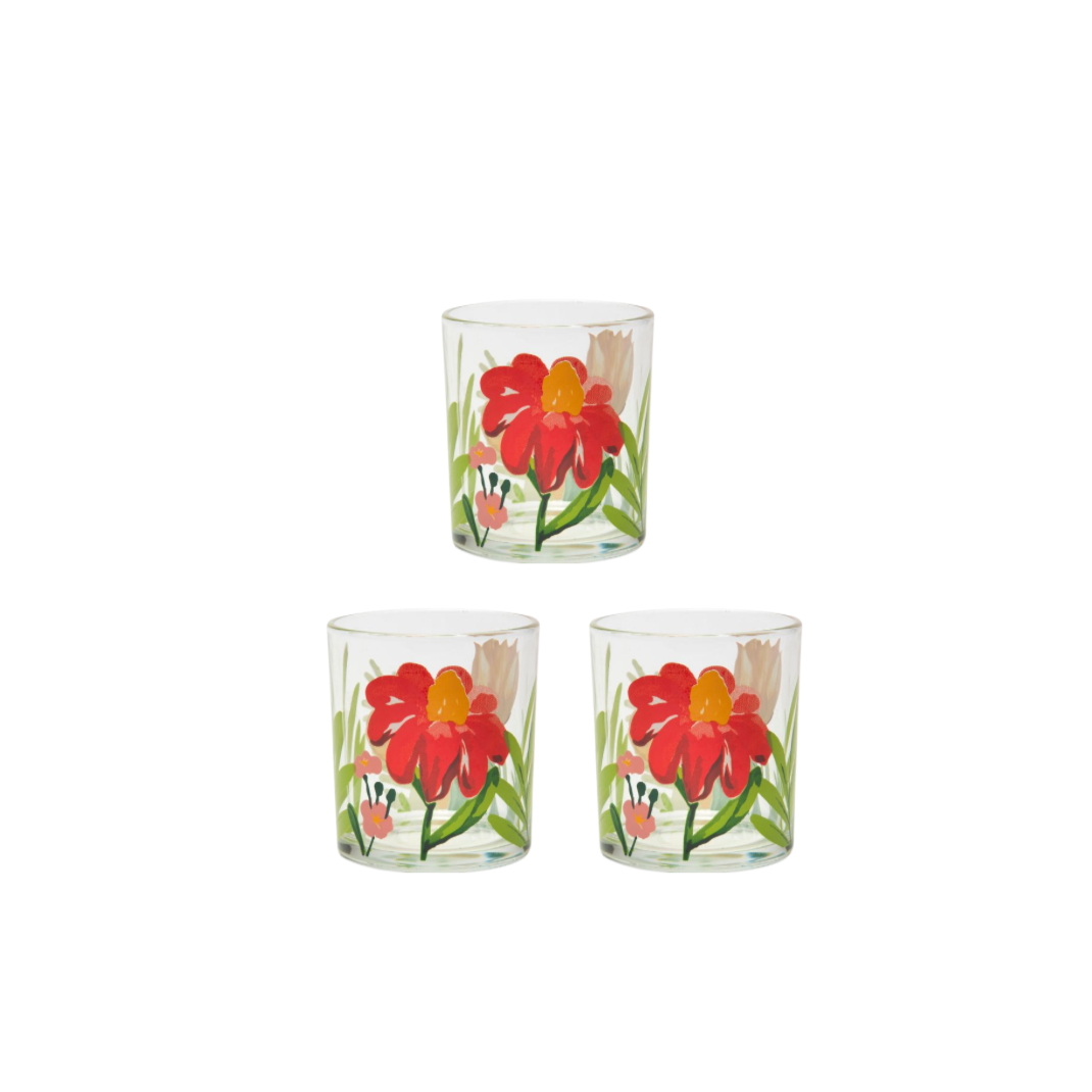Blooming Set of 3 Drinking Glasses