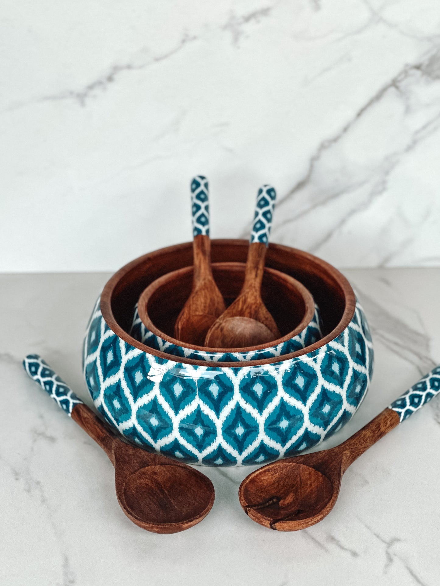 Moroccan Blue Salad Bowl Set