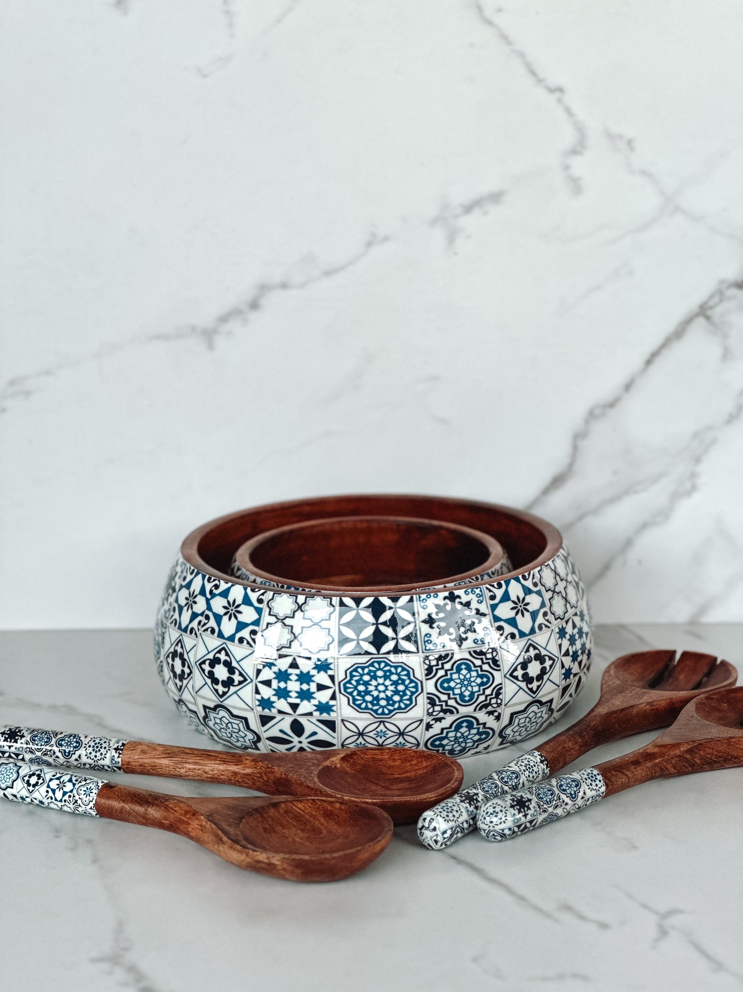 Peranakan Blue Salad Bowl Set