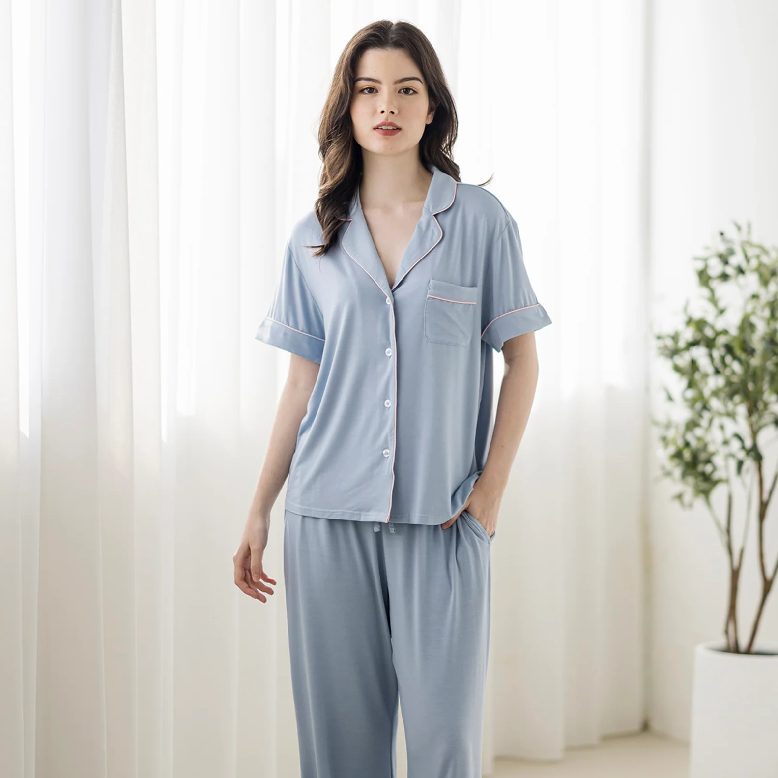 Signature Pants Set in Powder Blue