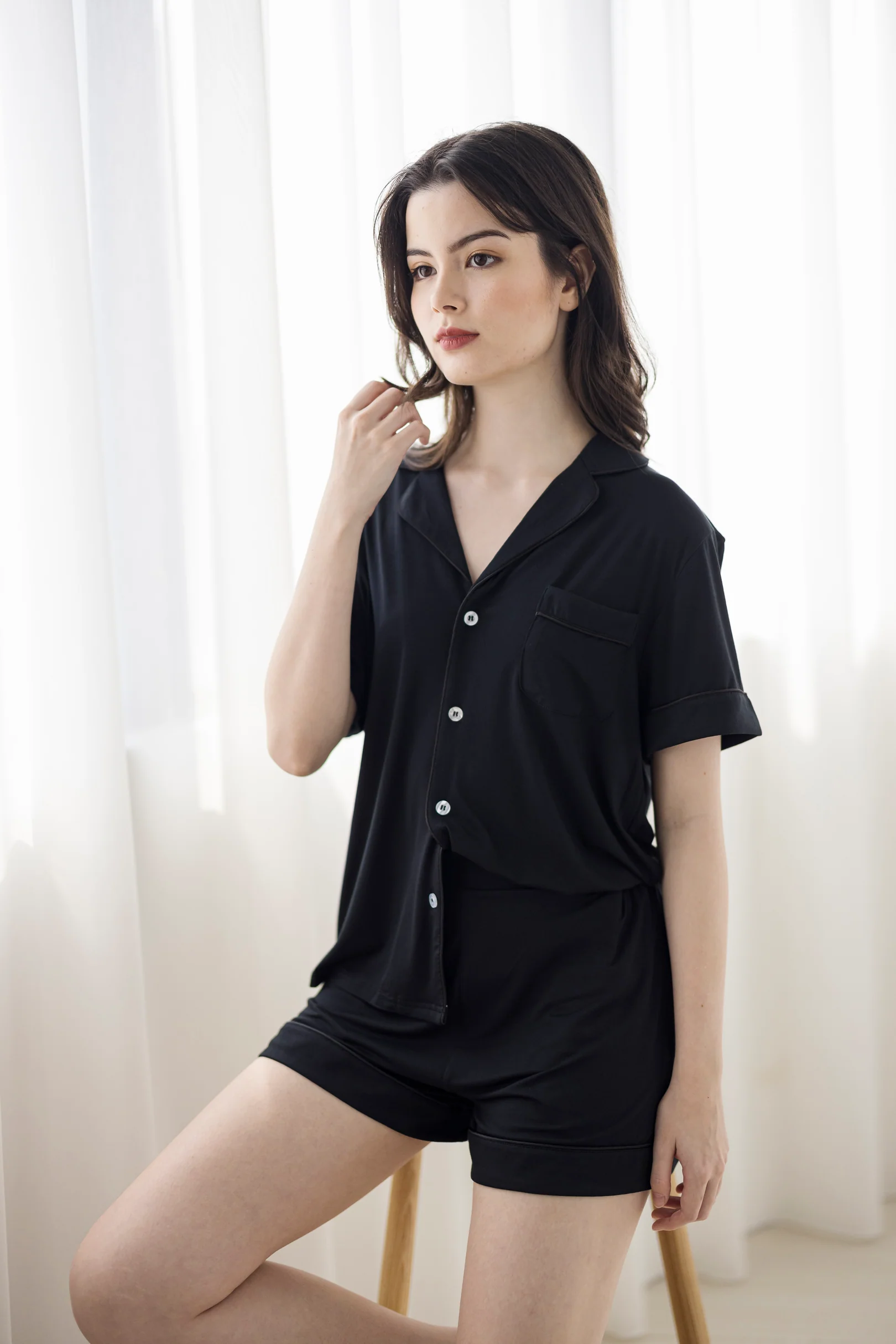 Signature Pyjamas Set in Noir