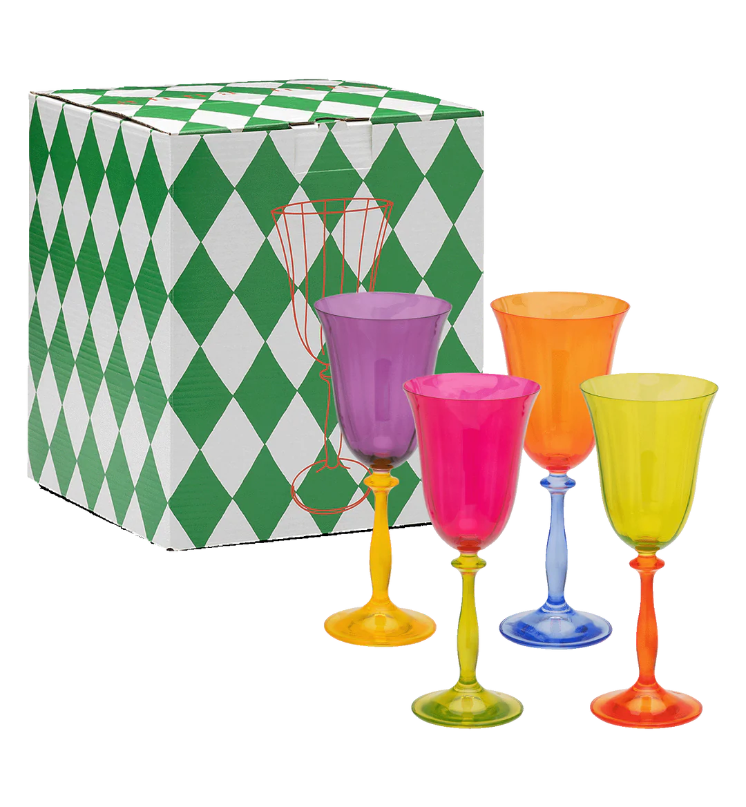 Multicoloured Wine Glass Set of 4 - Anna and Nina