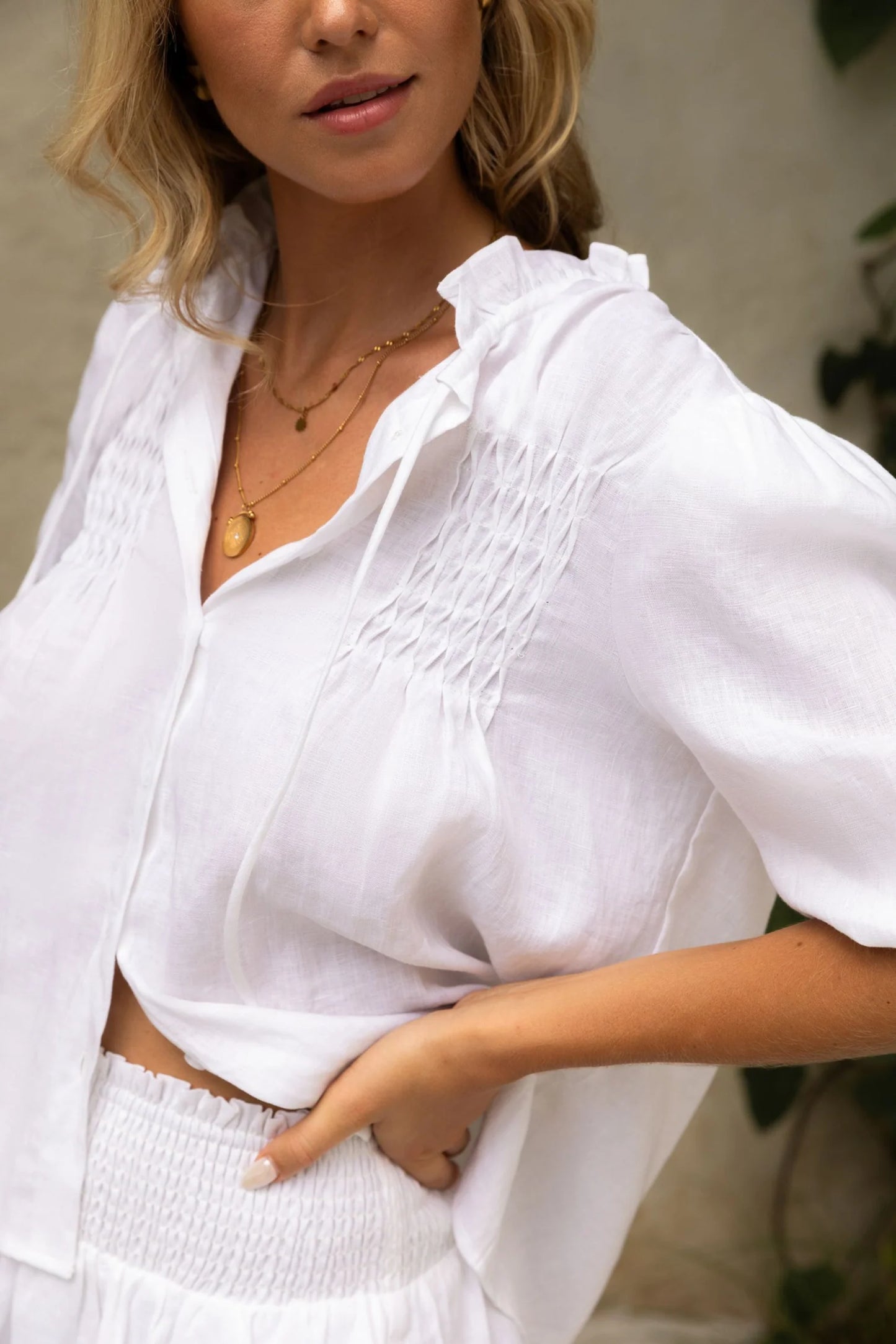 Classic Linen Smock Blouse Top (2 Colours)