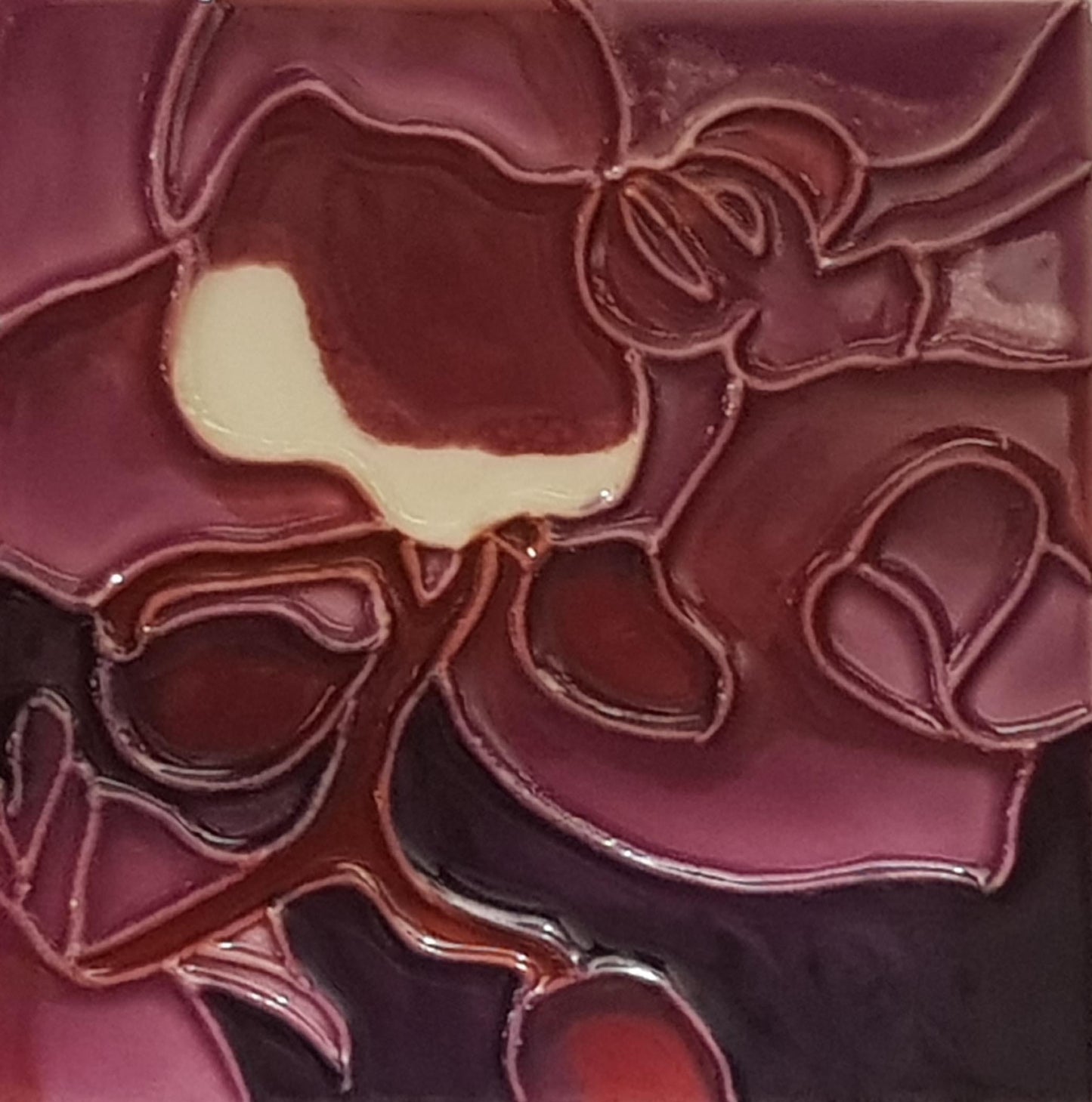 1109 Violet Butterfly Orchid 10cm x 10cm Pureland Ceramic Tile
