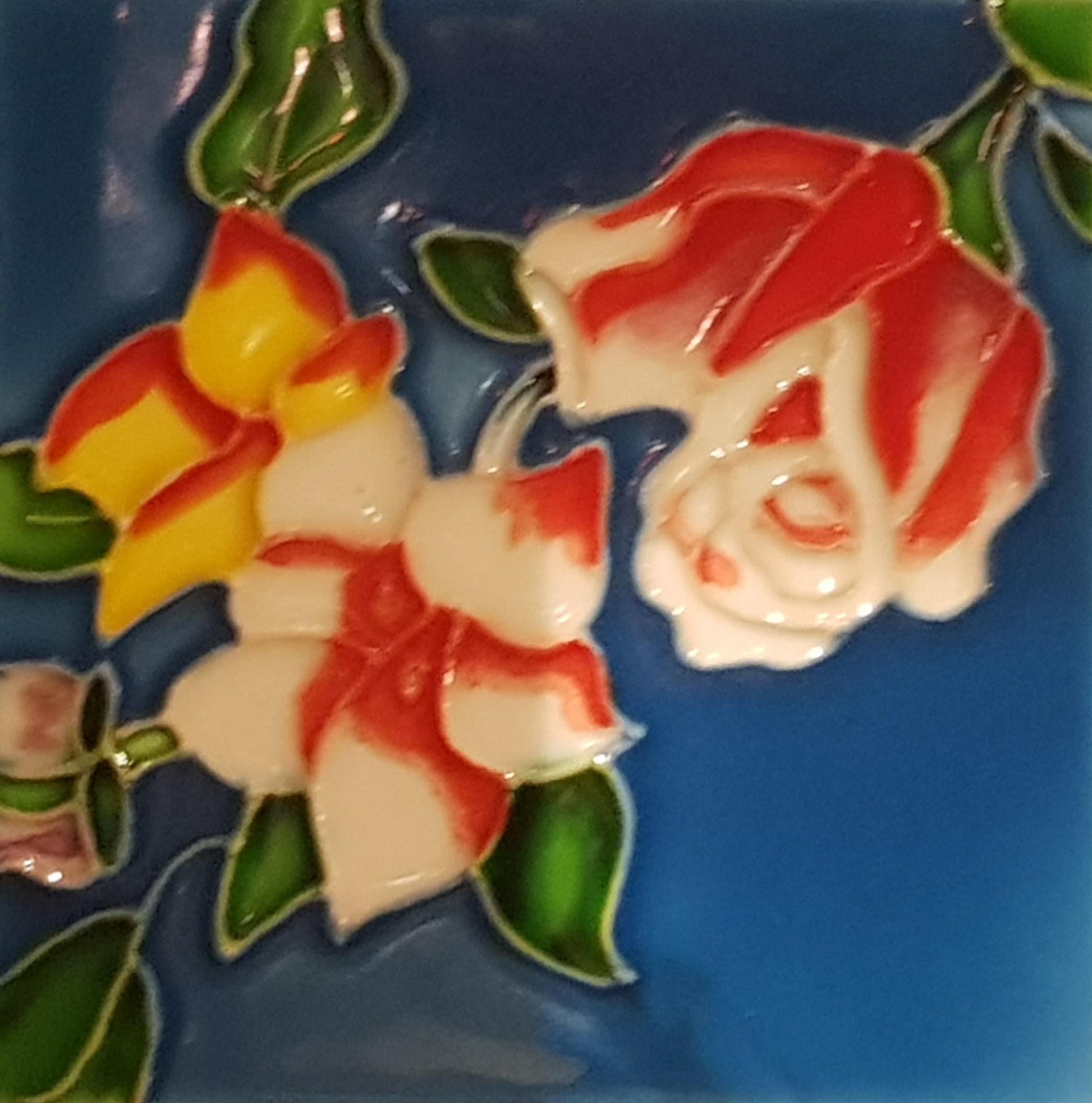 1136 Blue Embroidery 10cm x 10cm Pureland Ceramic Tile