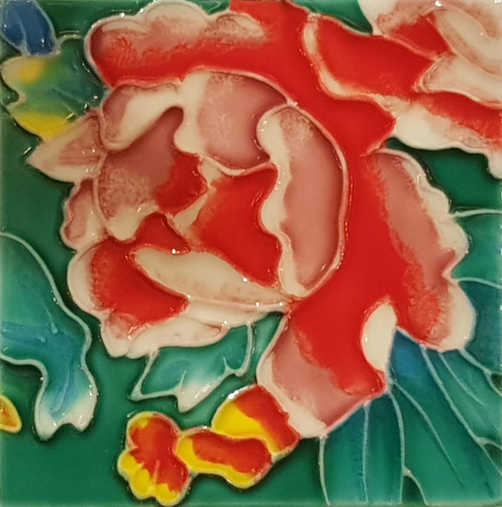 1137 Green Embroidery 10cm x 10cm Pureland Ceramic Tile