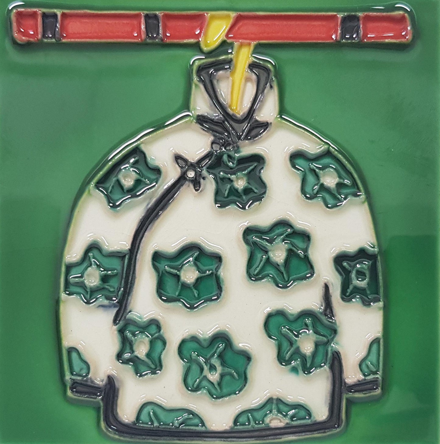 1803 Green Flower Top 10cm x 10cm Pureland Ceramic Tile