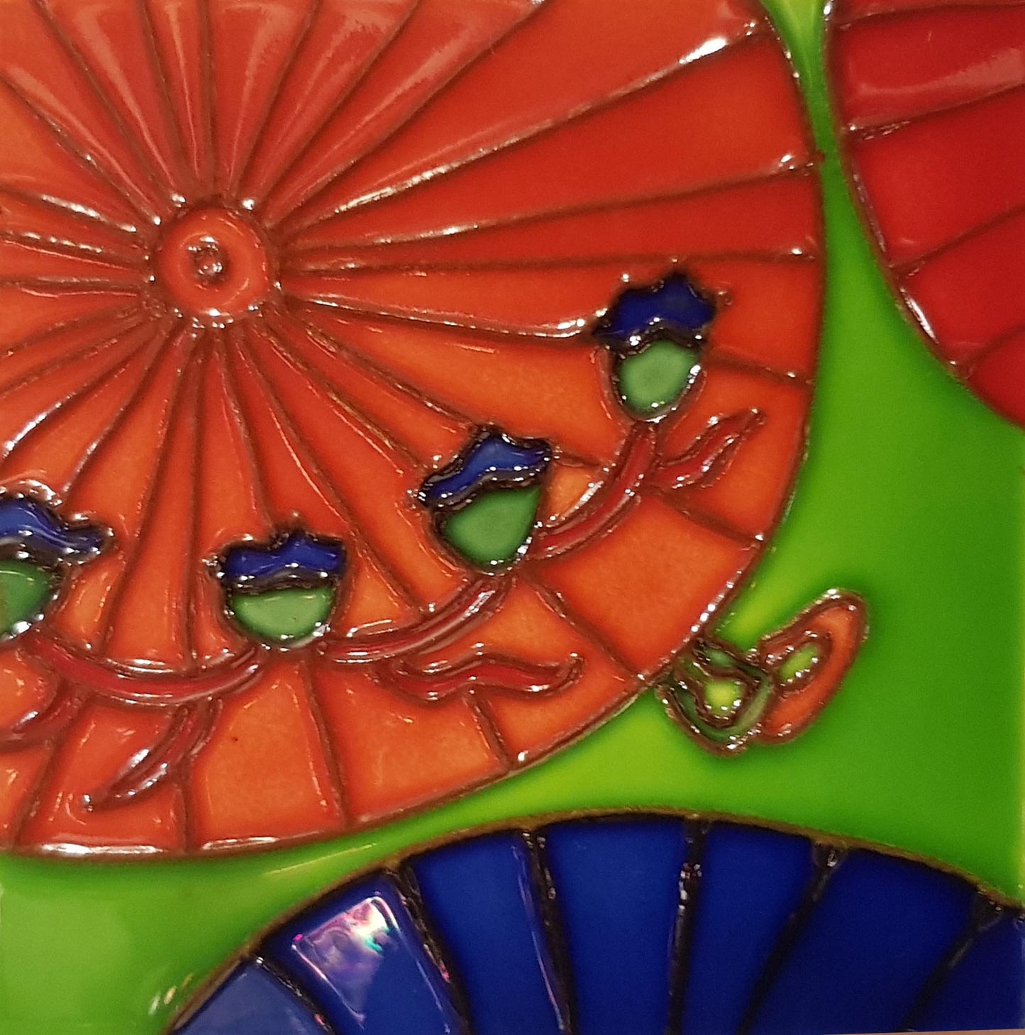 1806 Red Umbrella 10cm x 10cm Pureland Ceramic Tile