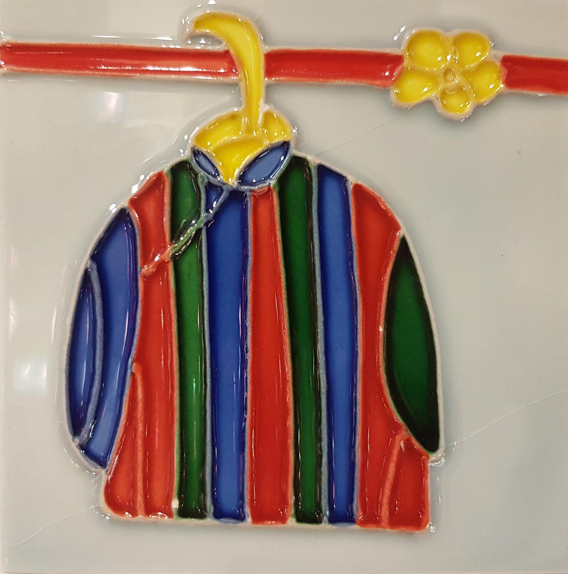 1823 Top with Small Flower 10cm x 10cm Pureland Ceramic Tile