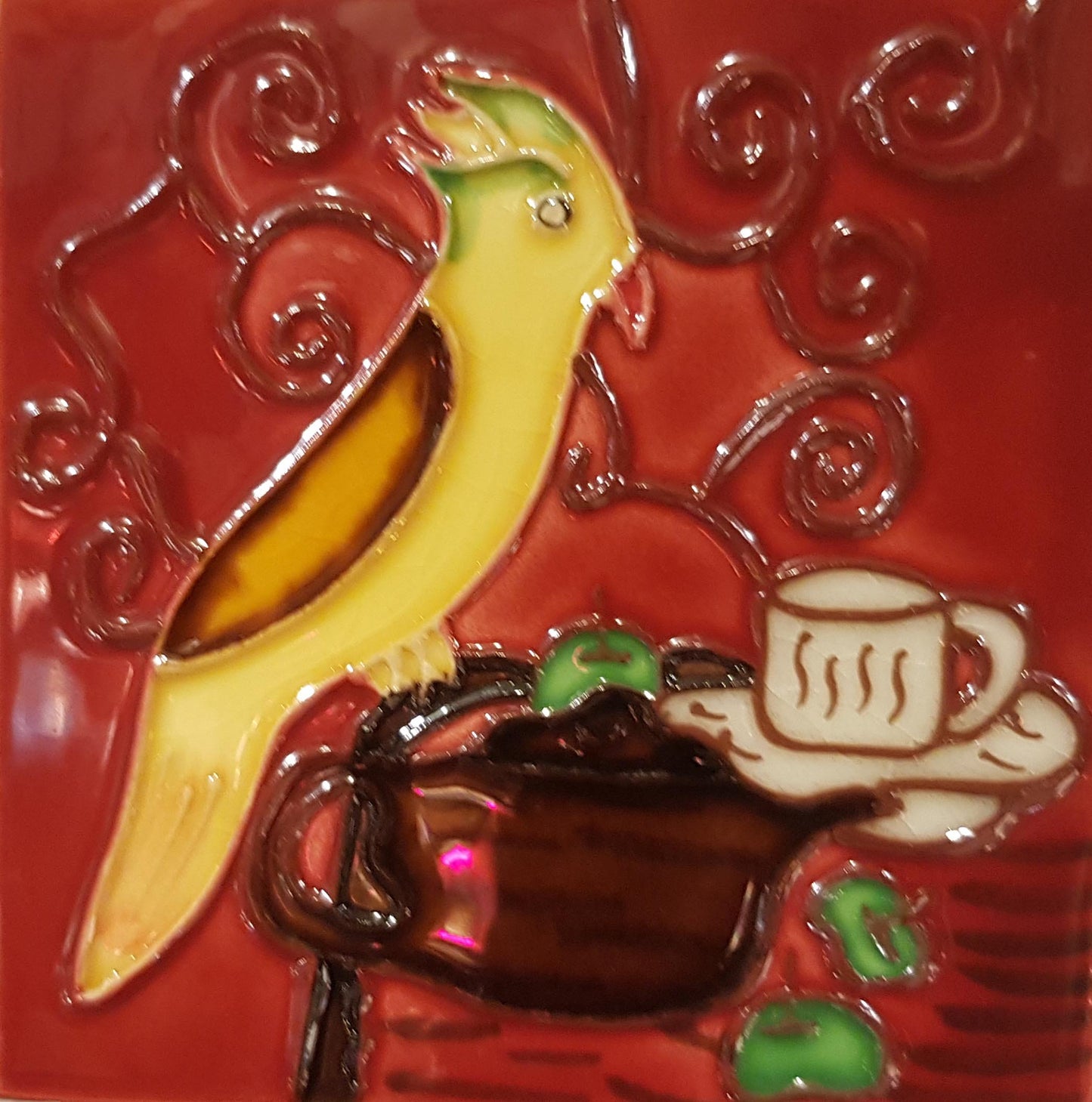 1851 Yellow Parrot 10cm x 10cm Pureland Ceramic Tile