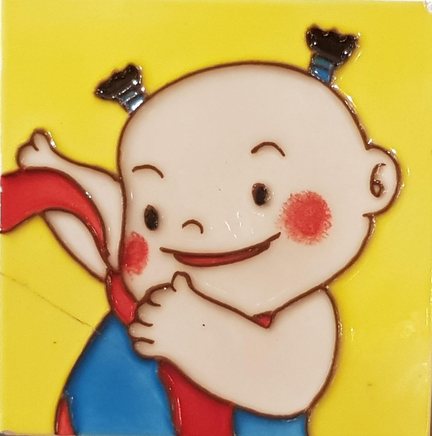 1861 Toddler with Red Sash 10cm x 10cm Pureland Ceramic Tile