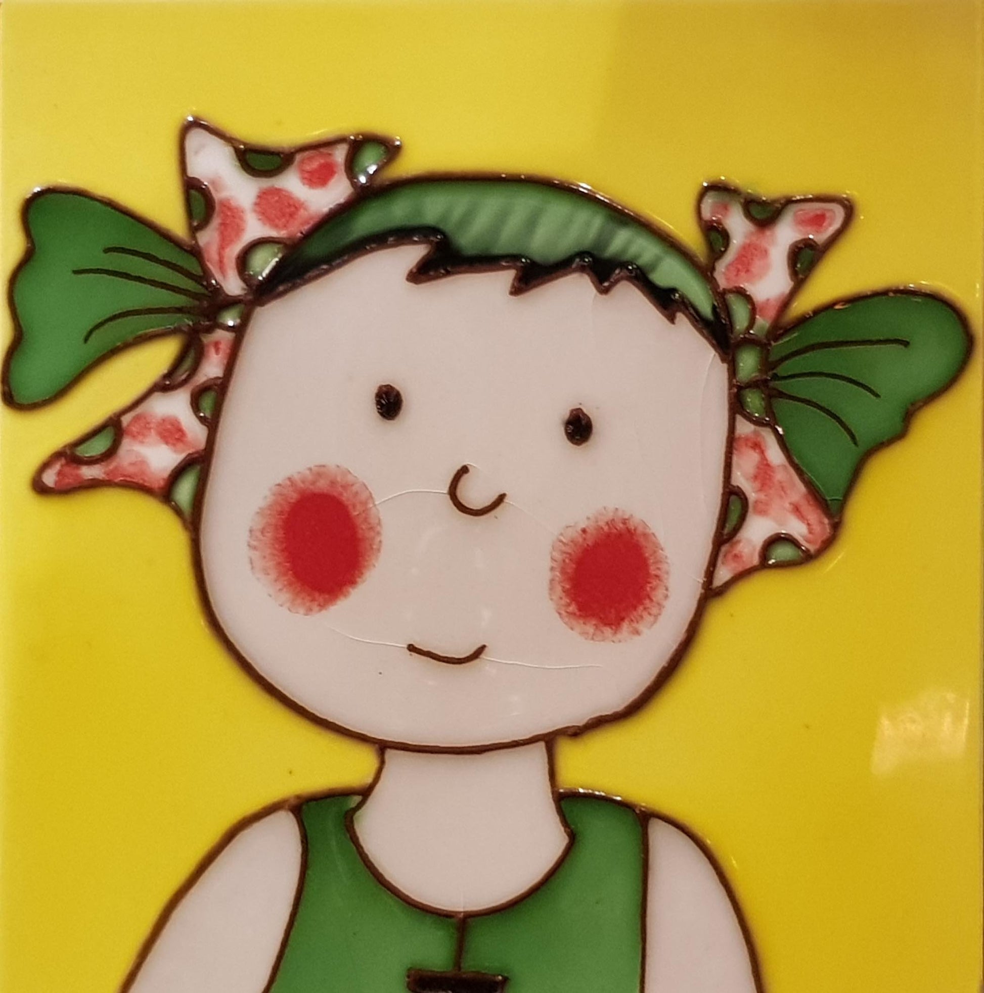 1862 Toddler with Butterfly Bow 10cm x 10cm Pureland Ceramic Tile