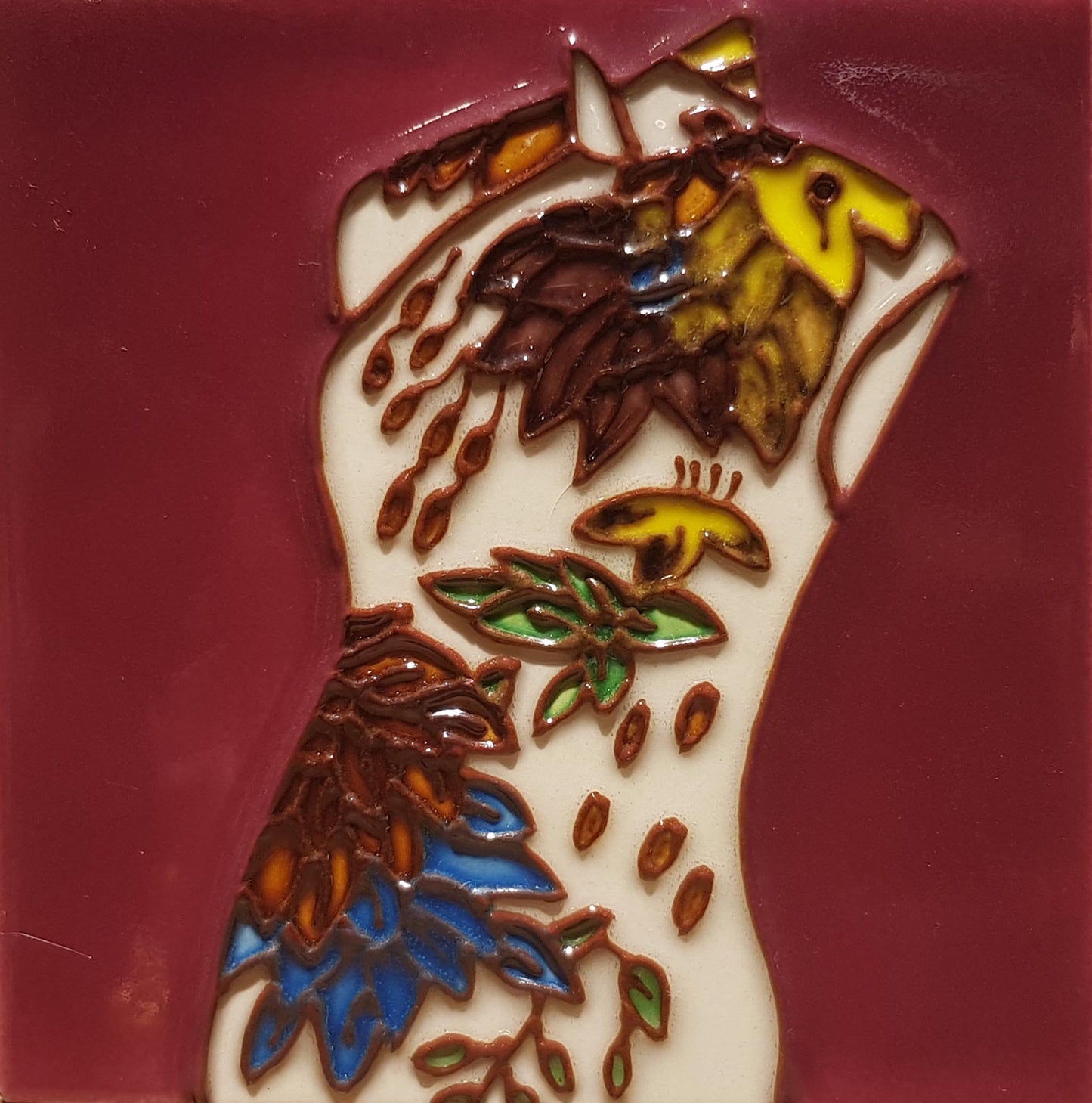 1871 Qipao with Big Flower Print 10cm x 10cm Pureland Ceramic Tile