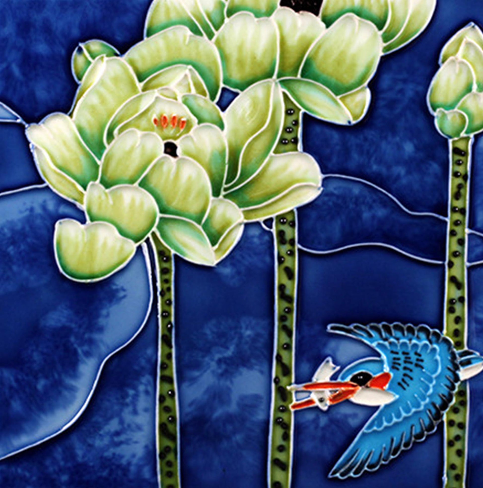 2134 Flying Bird - Blue 20cm x 20cm Pureland Ceramic Tile