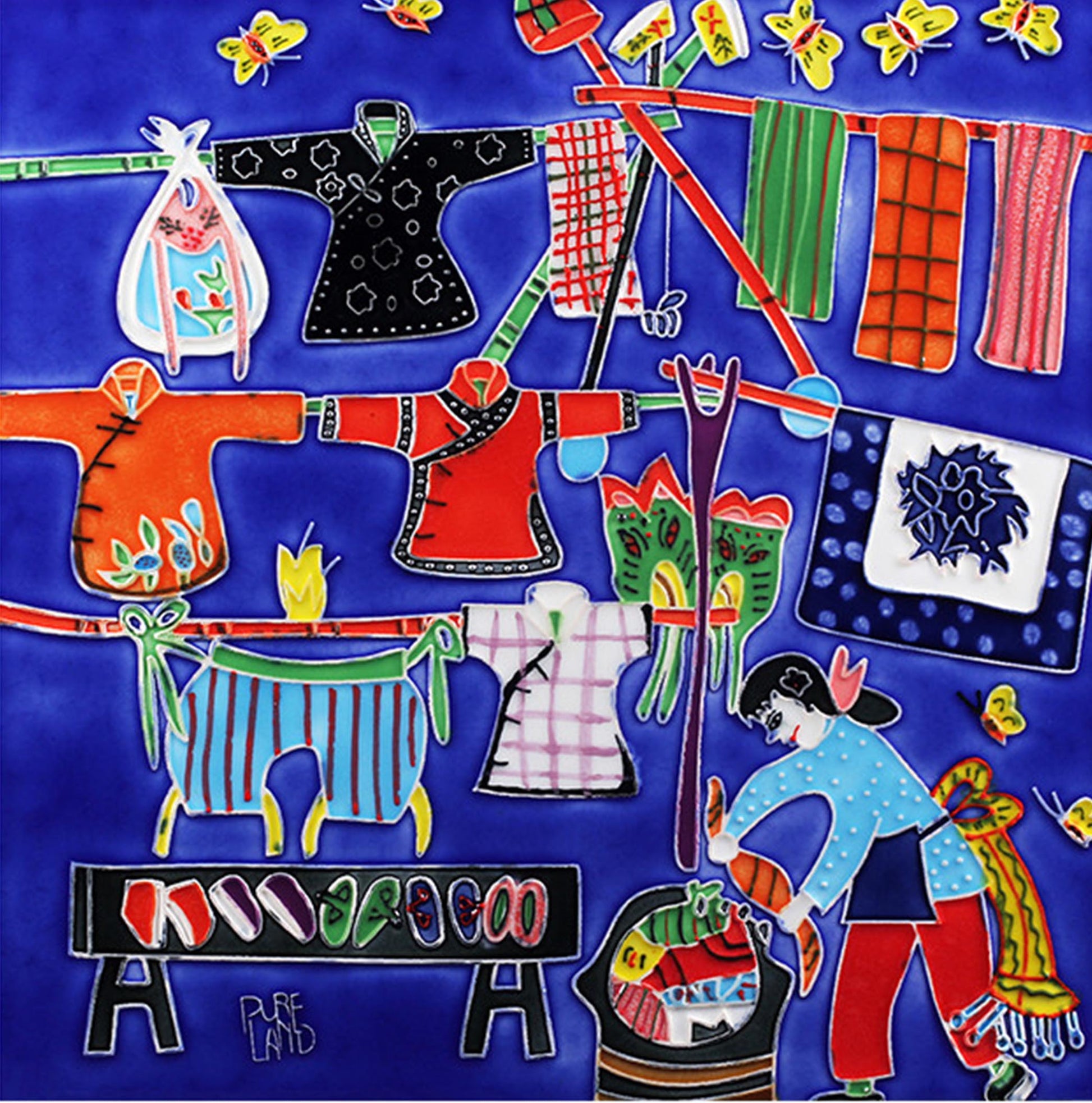 3822 Hanging Laundry 30cm x 30cm Pureland Ceramic Tile