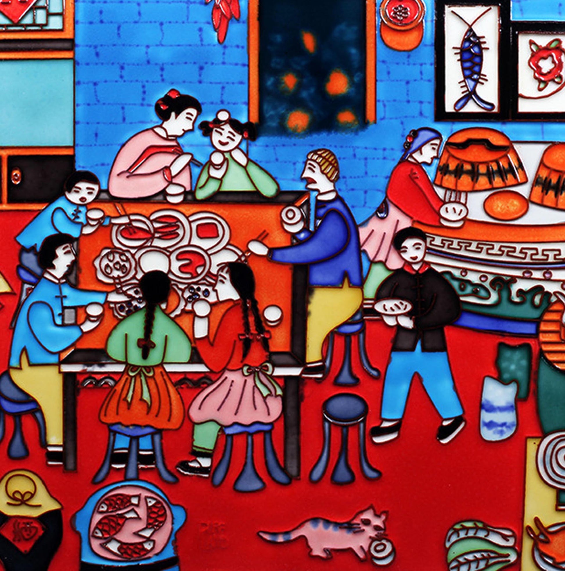 3825 New Year's Eve Dinner 30cm x 30cm Pureland Ceramic Tile