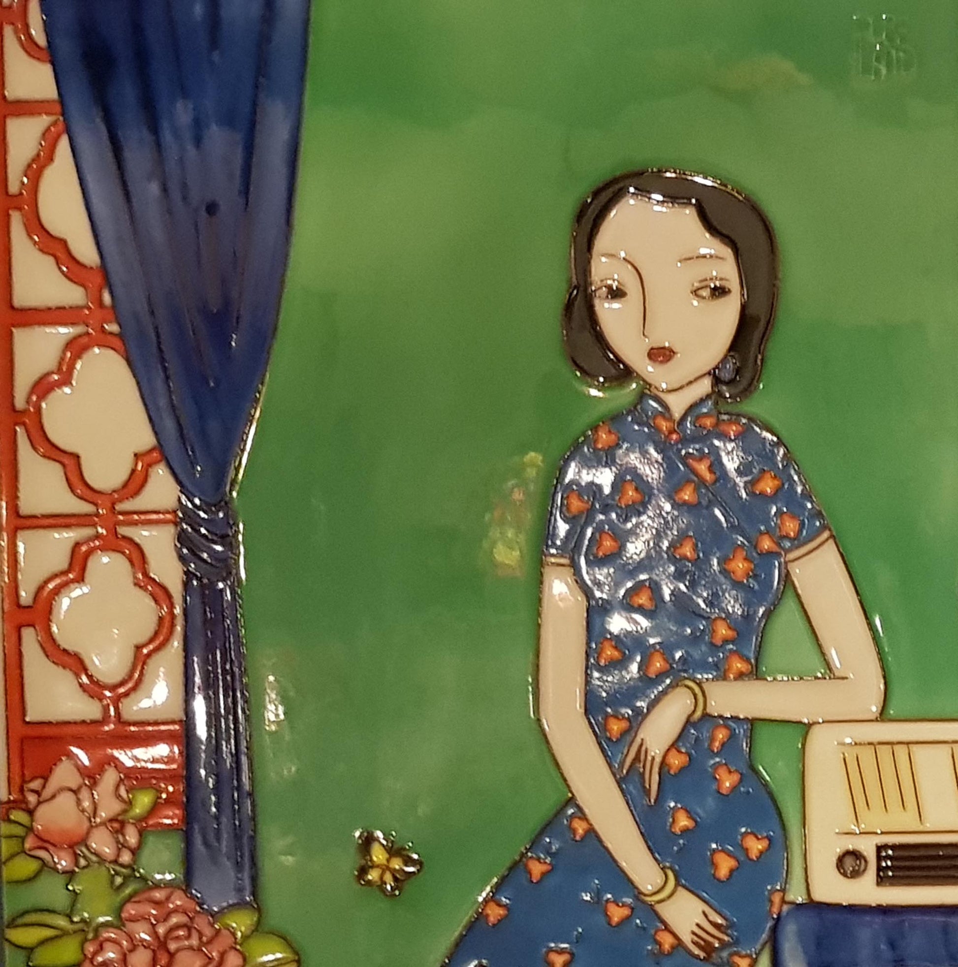 3848 Qipao and Radio (Collector's Edition) 30cm x 30cm Pureland Ceramic Tile
