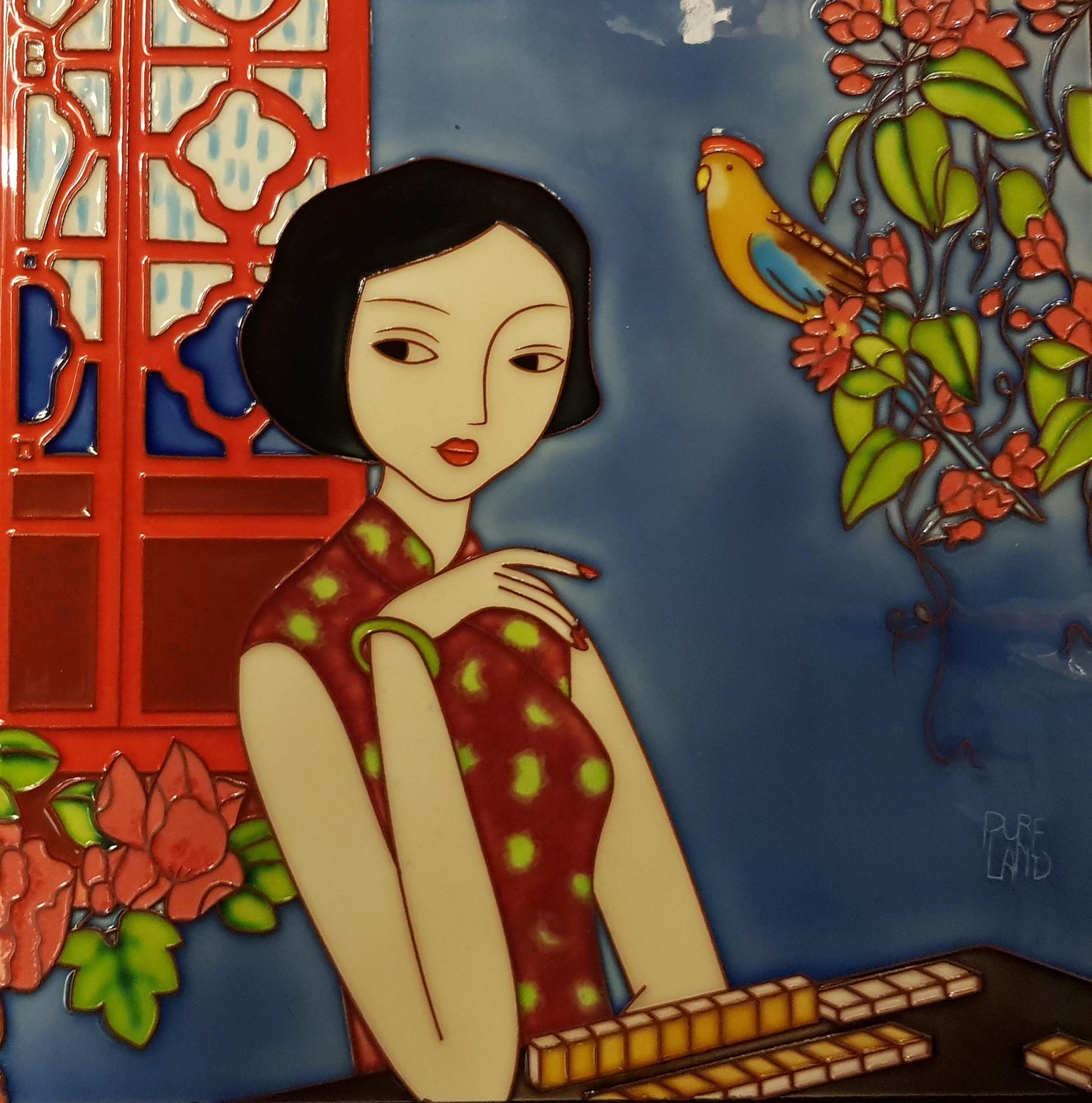 3850 Qipao and Mahjong (Collector's Edition) 30cm x 30cm Pureland Ceramic Tile