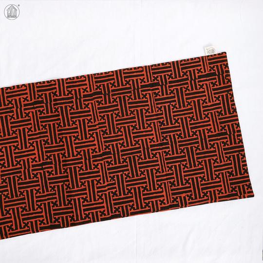 GEOMETRY Batik Handstamped Table Runner in Red
