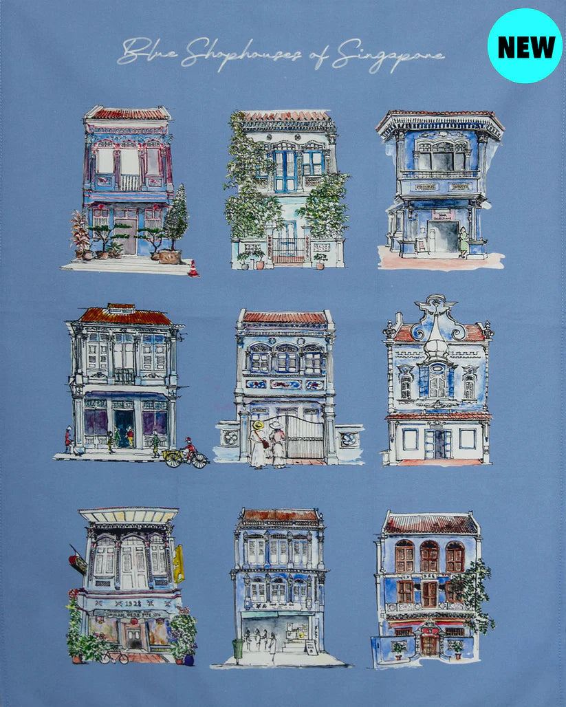 Singapore Themed Organic Cotton Tea Towel