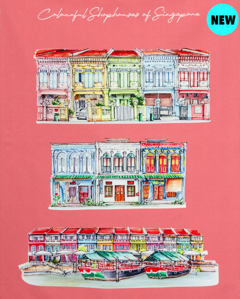 Singapore Themed Organic Cotton Tea Towel