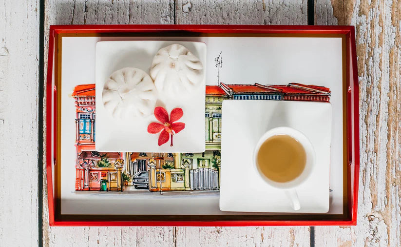 Singapore Themed Lacquer Tray - Red Koon Seng