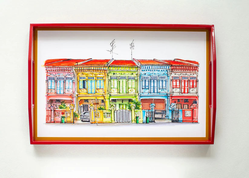 Singapore Themed Lacquer Tray - Red Koon Seng