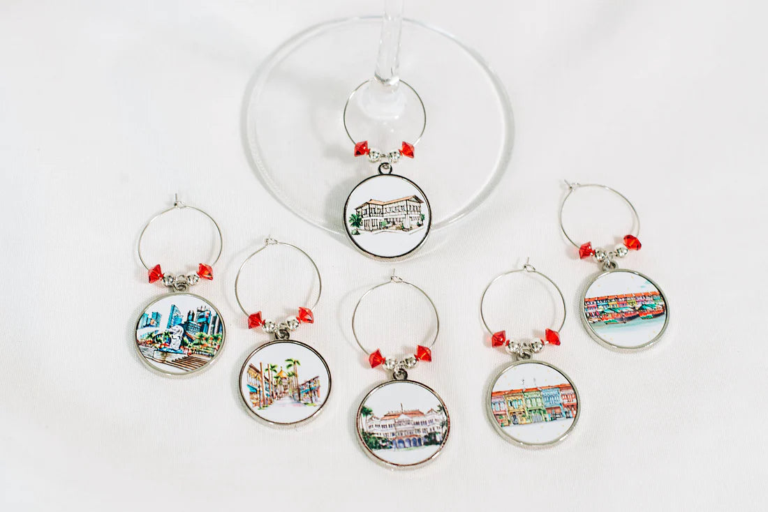 Singapore Themed Wine Charms