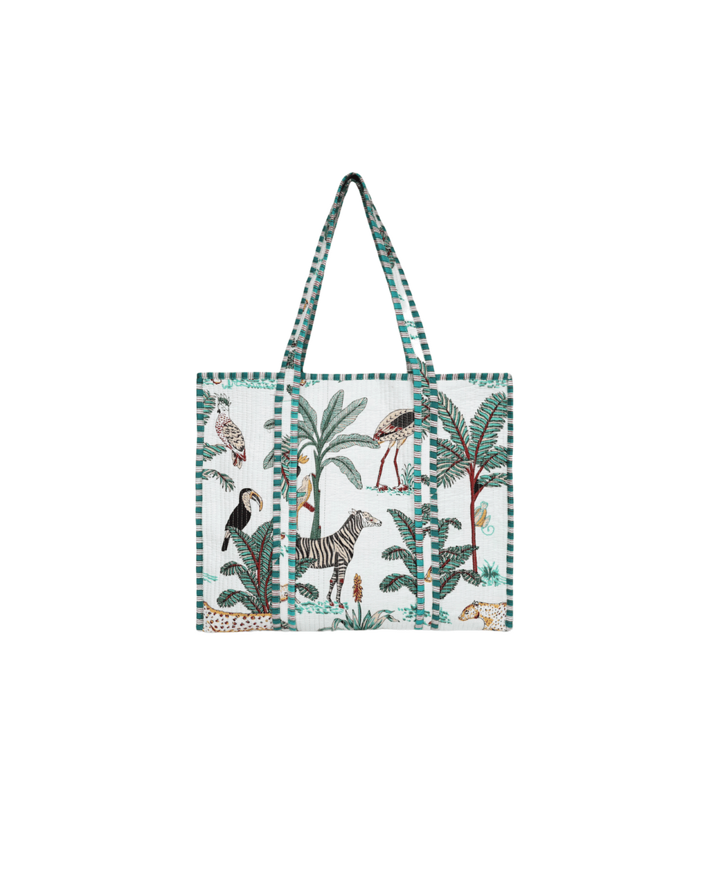 Jungle Block Print Cotton Tote Bag