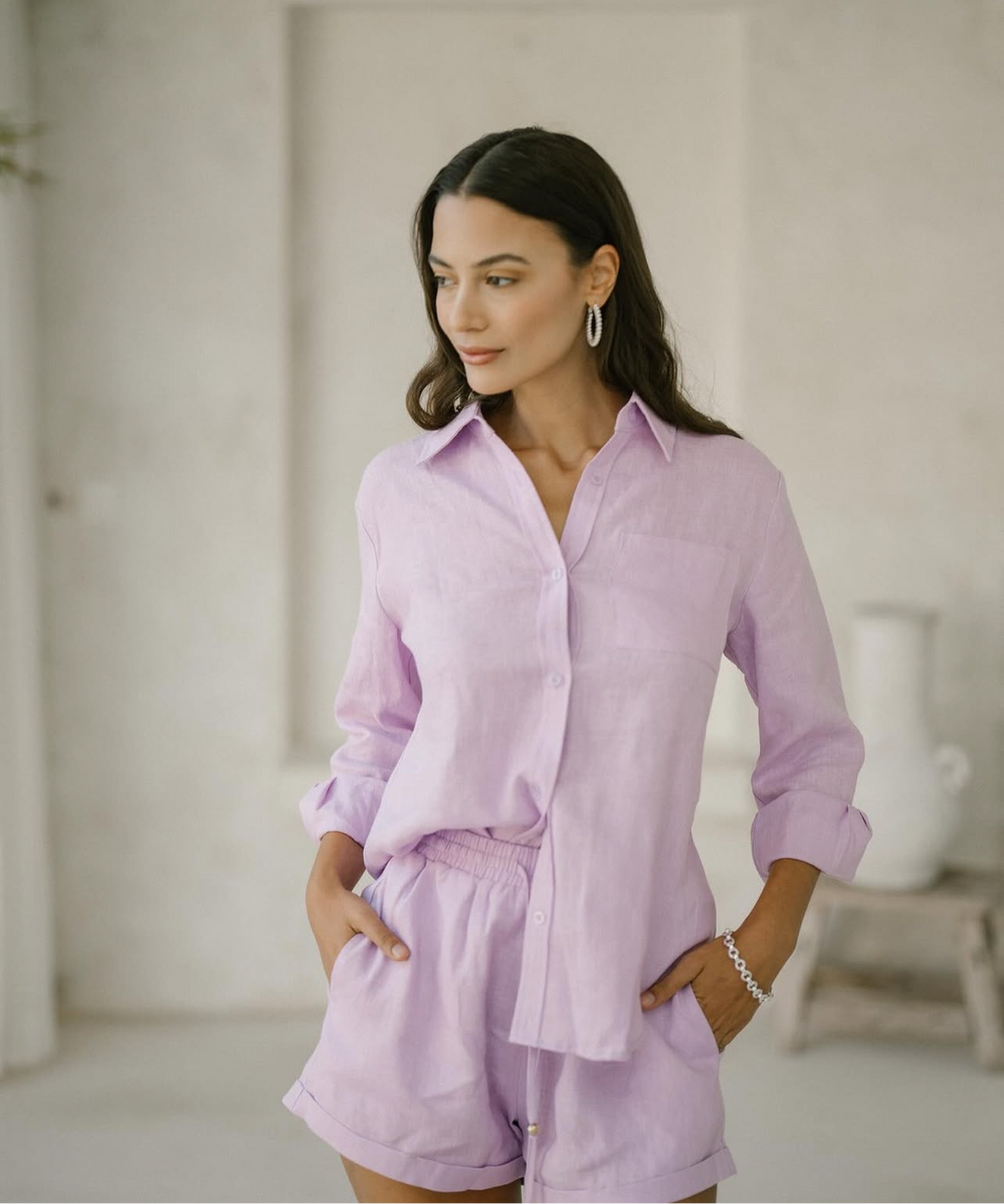 Classic Linen Shirt in Lilac