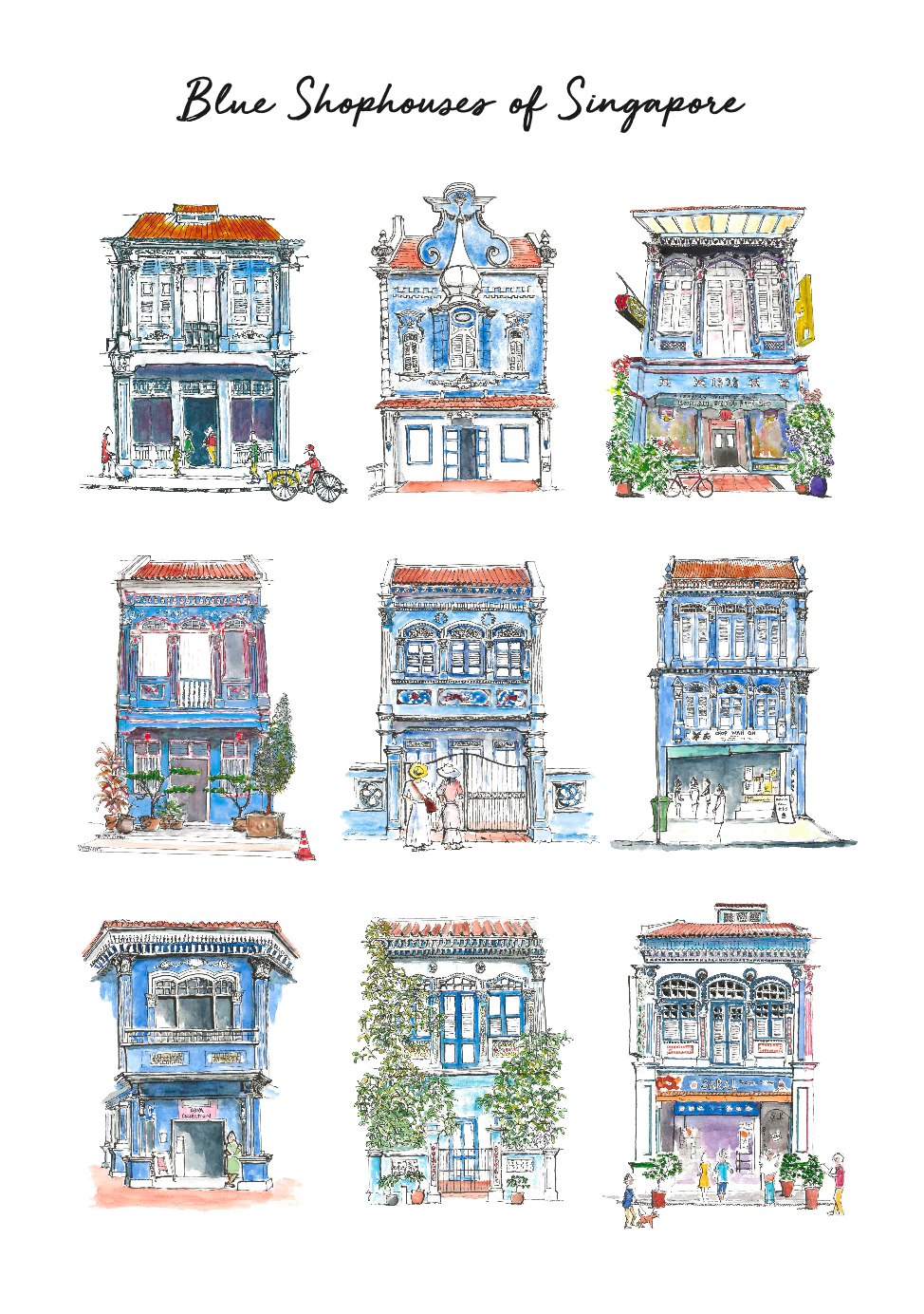 9 Blue Shophouses of Singapore