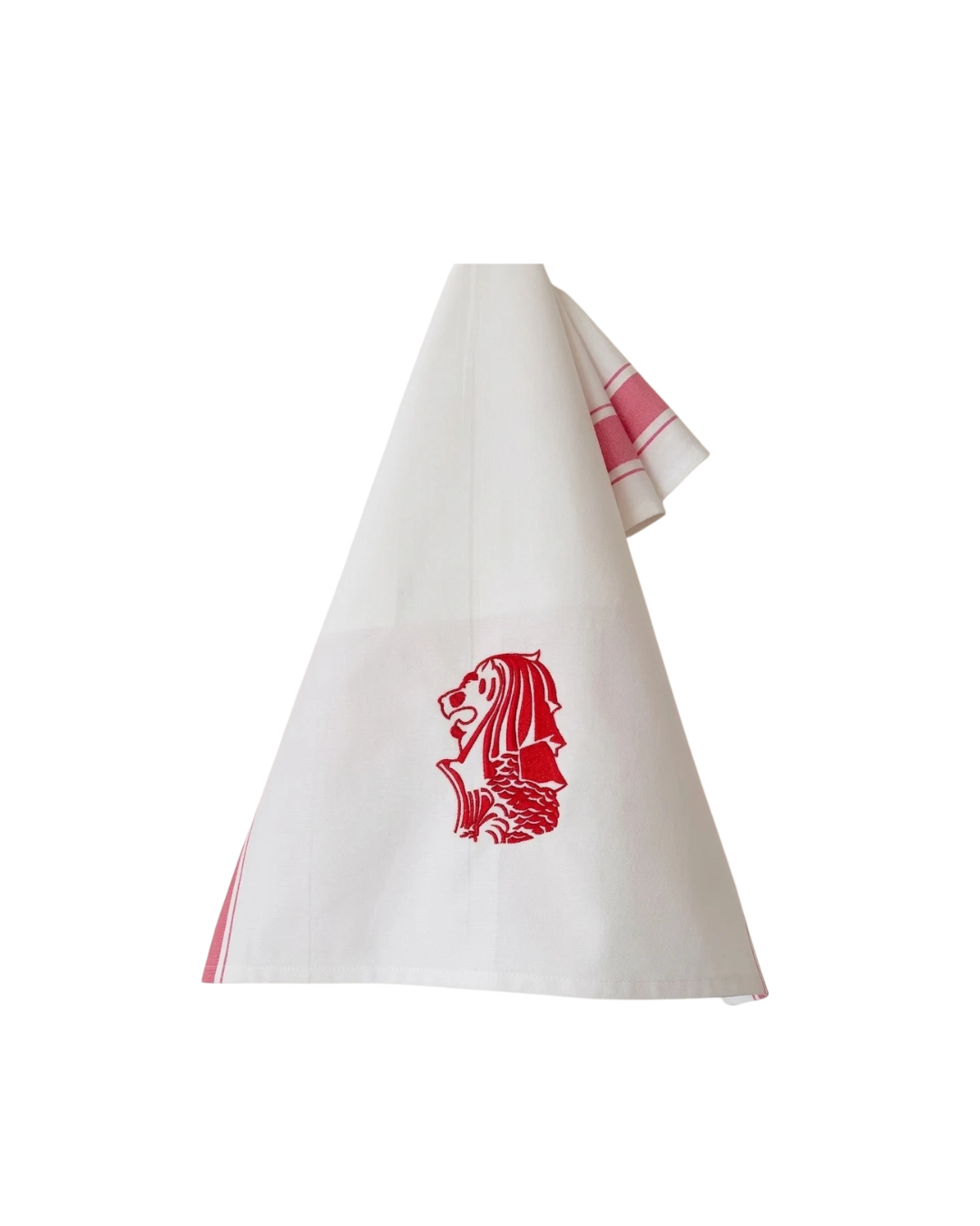 Tea Towel with Red Merlion