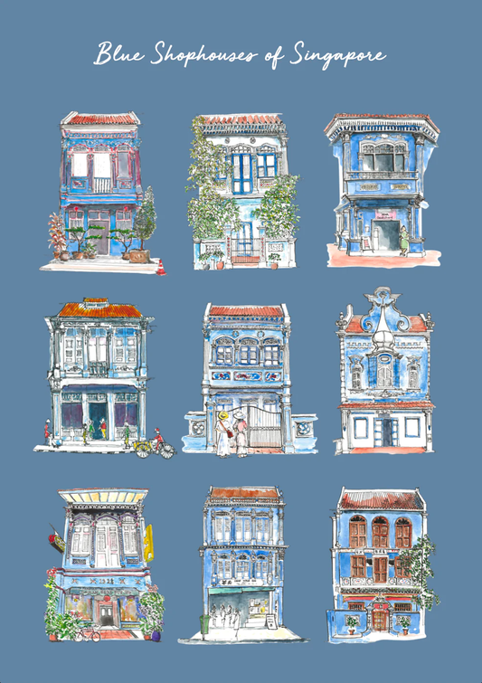 Organic Cotton Tea Towel (Blue Shophouse)
