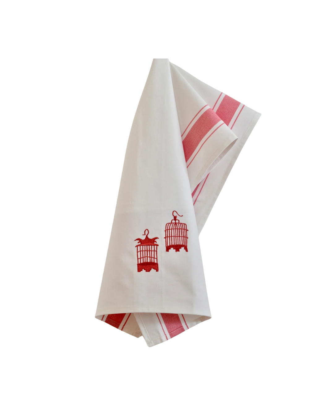 Tea towel with Red Birdcages