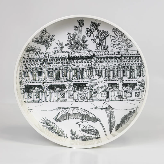 Singapore Themed Lacquer Round Tray- Koon Seng