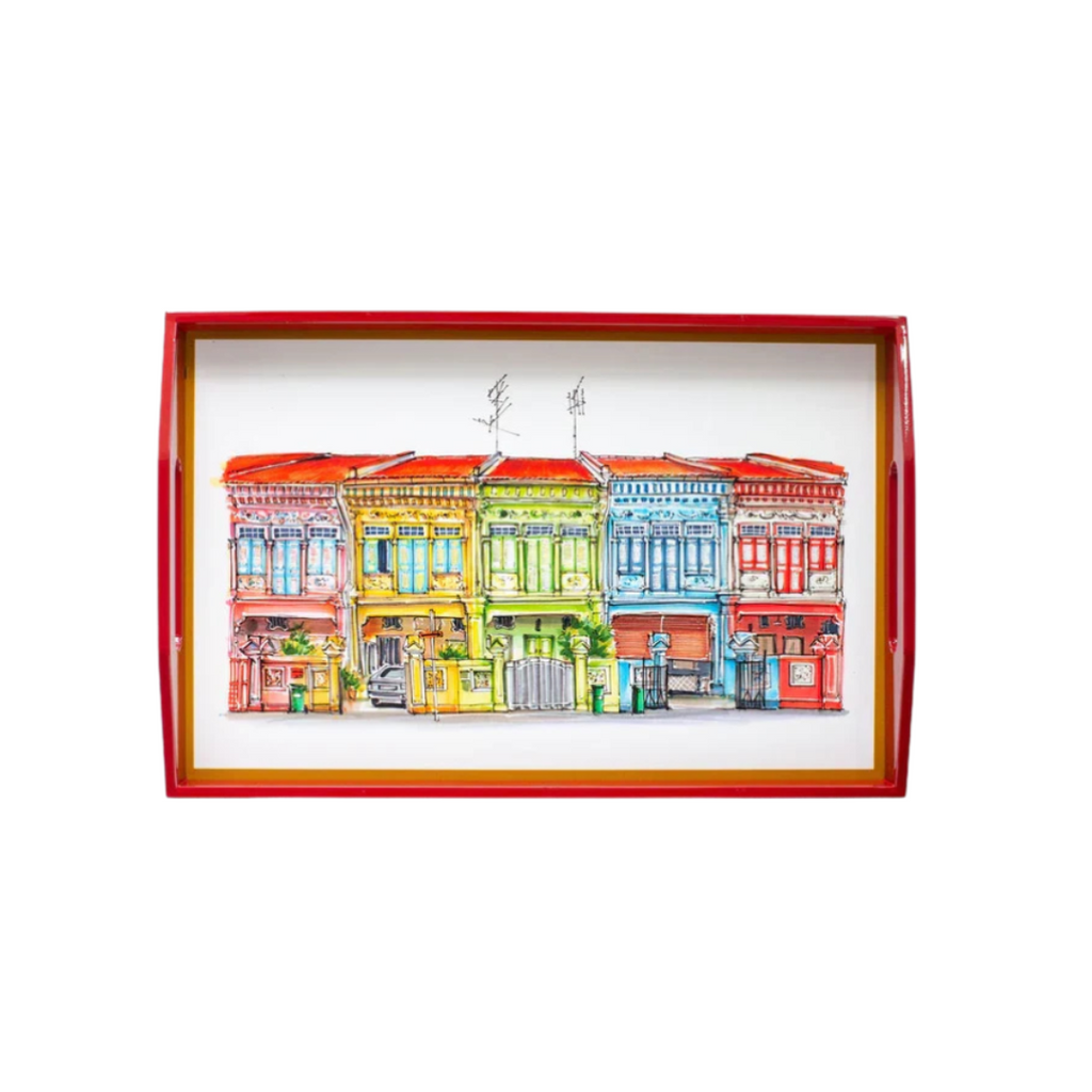 Singapore Themed Lacquer Tray - Red Koon Seng