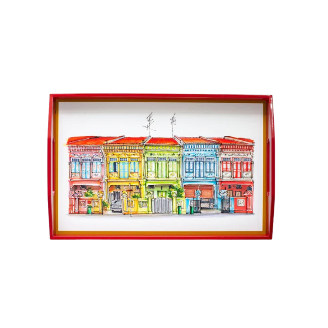 Singapore Themed Lacquer Tray - Red Koon Seng