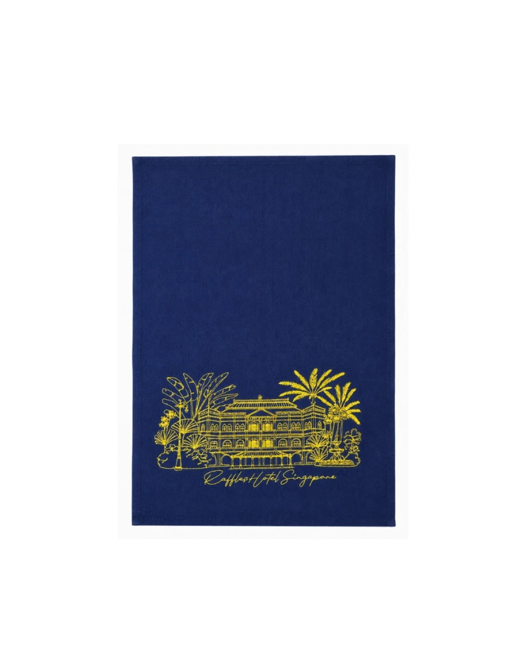 Embroidered Tea Towel | Raffles Hotel (Gold on Blue)