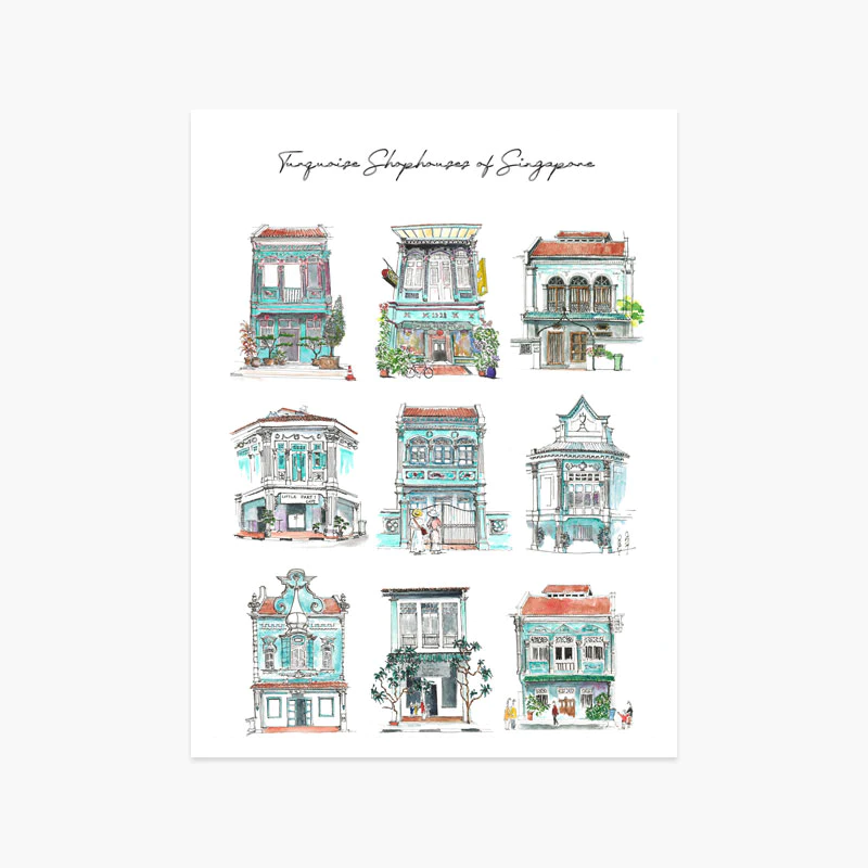 9 Turquoise Shophouses of Singapore