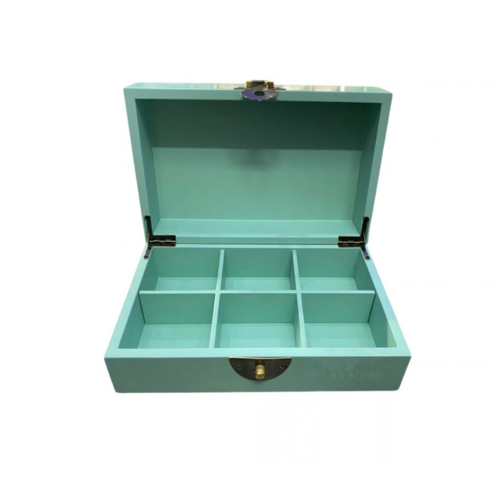 Turquoise Lacquer Memory Box - Turquoise Peranakan