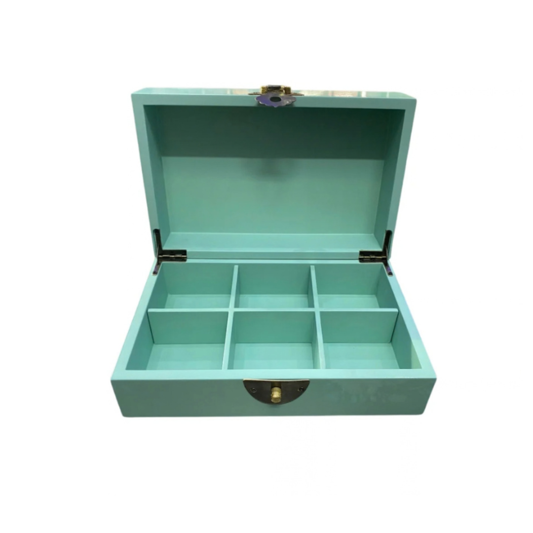 Turquoise Lacquer Memory Box - Turquoise Peranakan