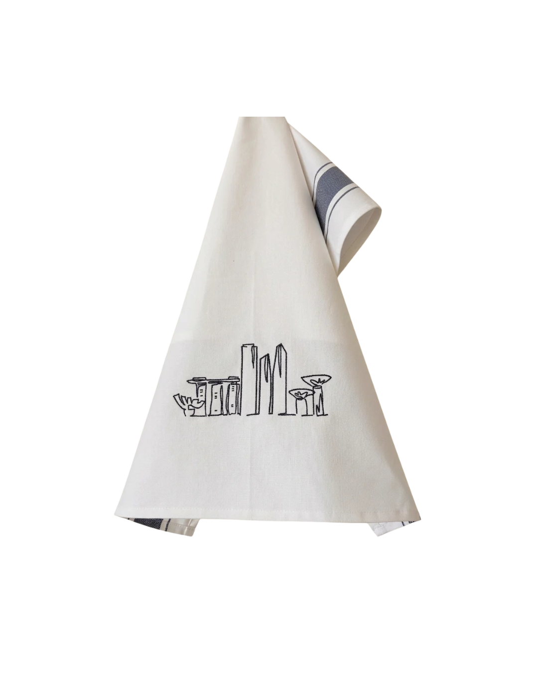 Tea towel with Grey Singapore Skyline