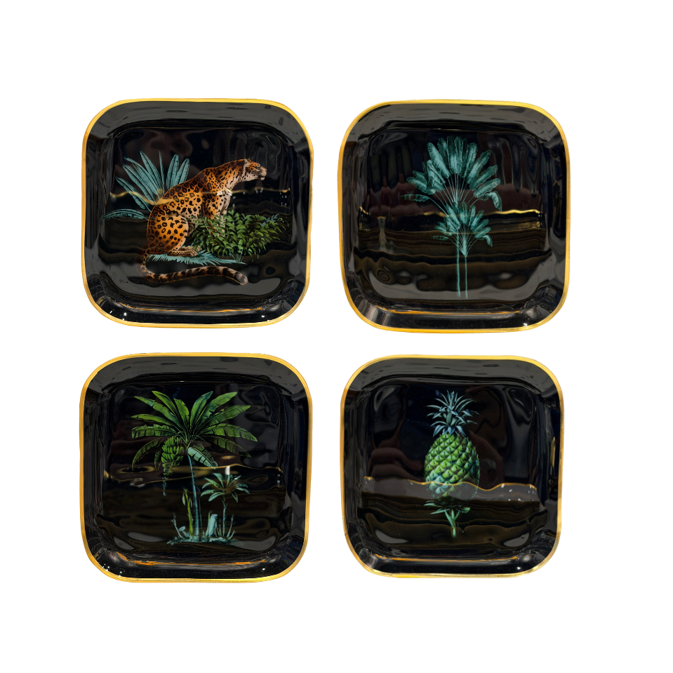 Metal Square Quarter Plates - Amazonia Night